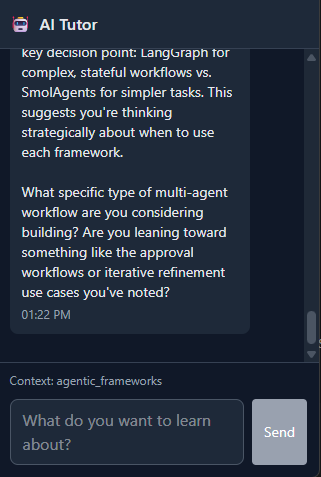 Learn with GenAI "final" Message UI